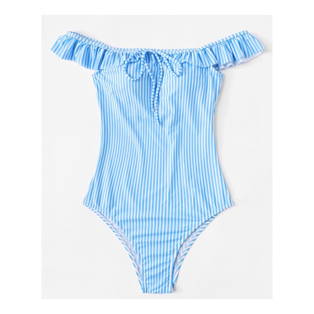 Striped Ruffle Swimwear